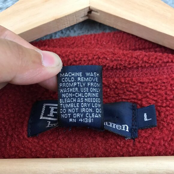 Vintage Polo Ralph Lauren Fleece Sweater Vest Large Red Made In Usa 90s - Picture 8 of 9